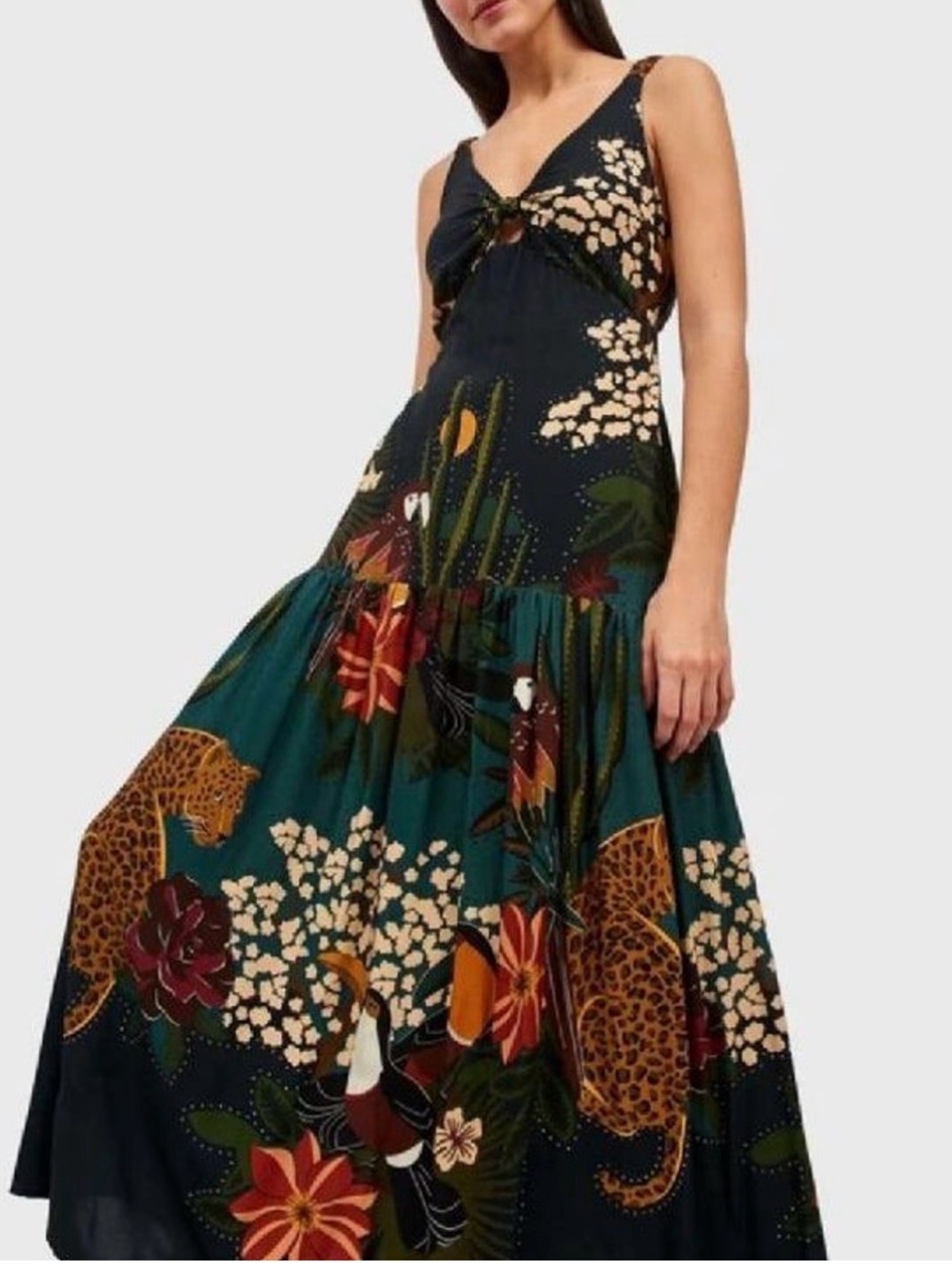 BOGO Vintage Farm Rio Green Toucan Maxi Dress